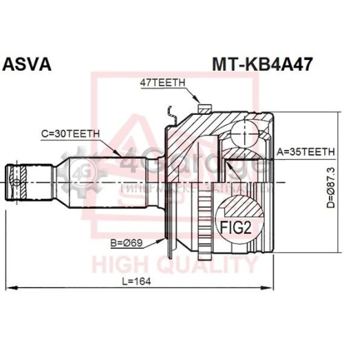 Шарнирный комплект приводной вал ASVA MTKB4A47 в Нижнем Новгороде