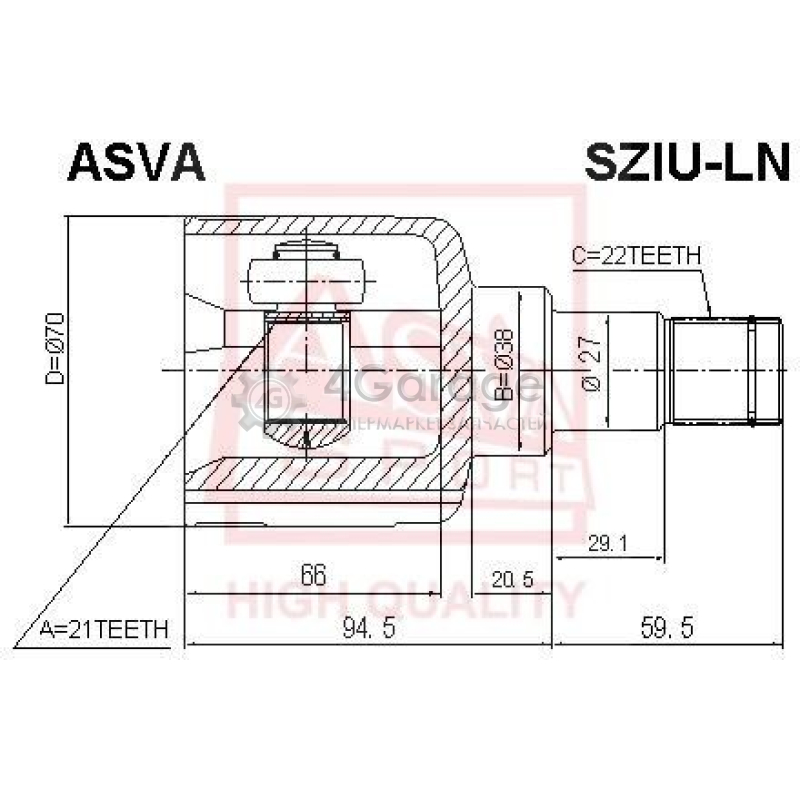Внутренний 21. Шрус внутренний Сузуки Лиана. Шрус внутренний 21x38x22. ASVA шрус внутренний 21x38x22. Шрус внутренний Сузуки Лиана чертежи.