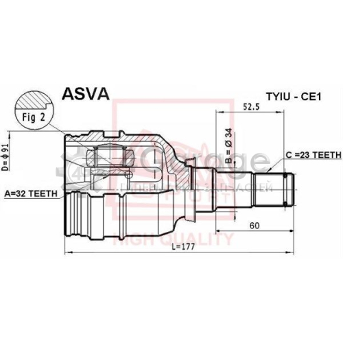 ASVA TYIUCE1 Шарнирный комплект приводной вал