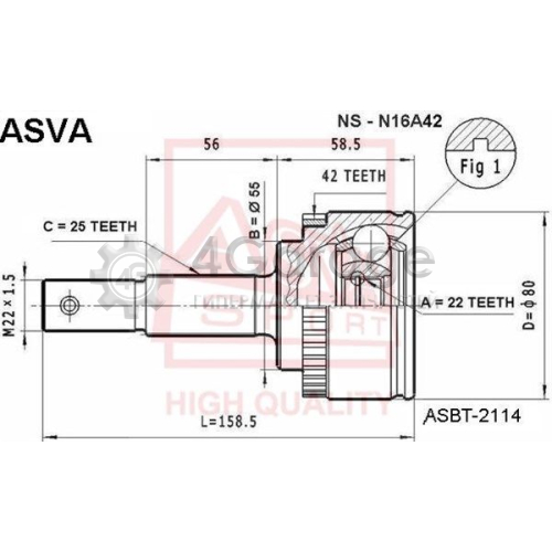 Шарнирный комплект приводной вал ASVA NSN16A42 в Нижнем Новгороде