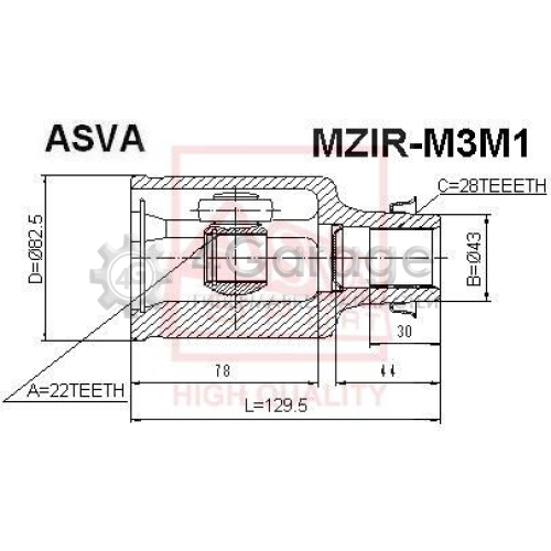 ASVA MZIRM3M1 Шарнирный комплект приводной вал