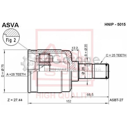 ASVA HNIP5015 Шарнирный комплект приводной вал