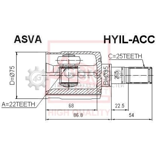 Шарнирный комплект приводной вал ASVA HYILACC в Нижнем Новгороде