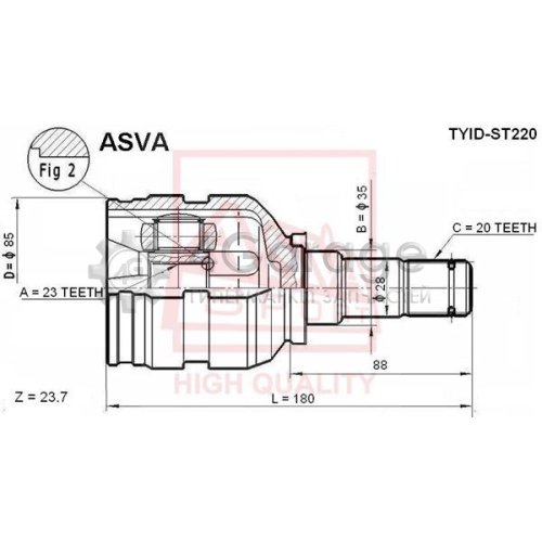 Шарнирный комплект приводной вал ASVA TYIDST220 в Нижнем Новгороде