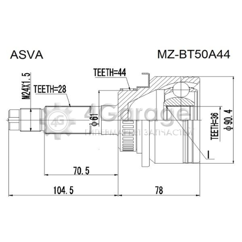 ASVA MZBT50A44 Шарнирный комплект приводной вал в Красноярске