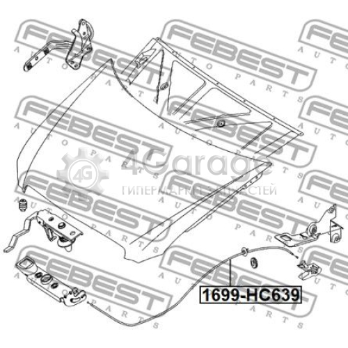 FEBEST 1699HC639 Тросик замка капота