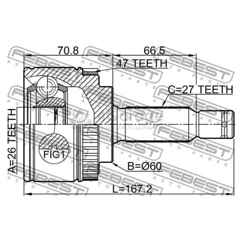 0110-Asv50la48. Gaskex007 FEBEST. FEBEST 2210gha47 шрус наружный.