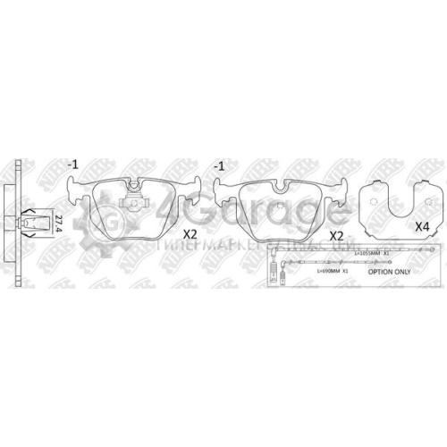 NiBK PN0225W Комплект тормозных колодок дисковый тормоз