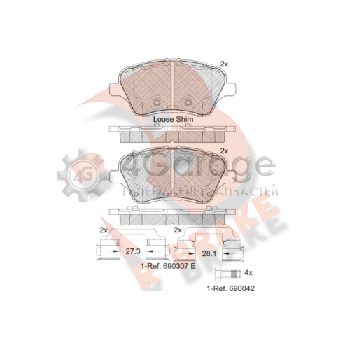 R BRAKE RB2108 Комплект тормозных колодок дисковый тормоз