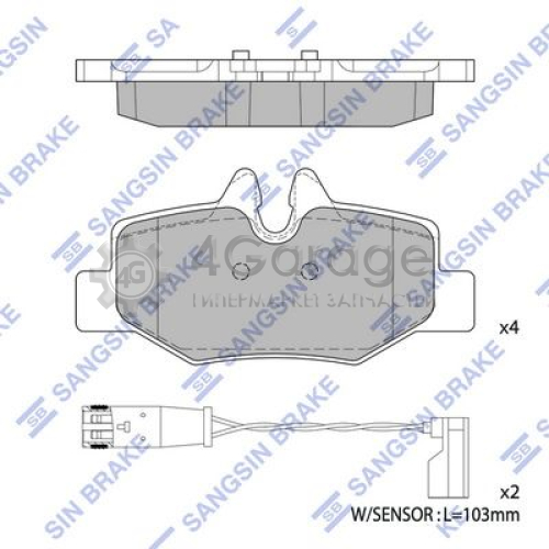 Hi-Q (SANGSIN) SP1896 Комплект тормозных колодок задние