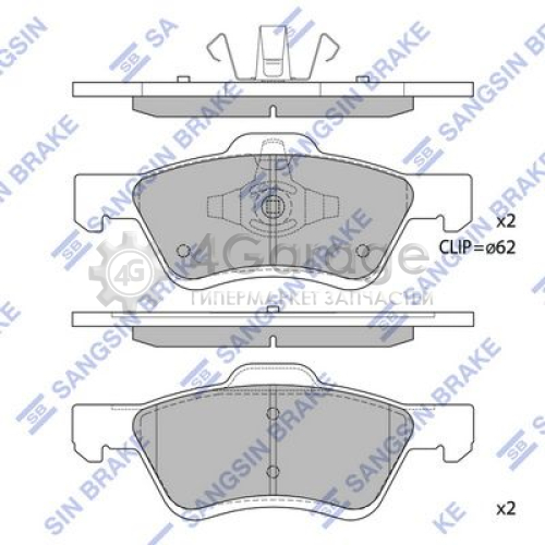 Hi-Q (SANGSIN) SP1497 Комплект тормозных колодок передние