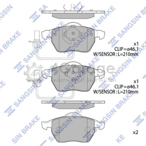 Hi-Q (SANGSIN) SP2001A Комплект тормозных колодок передние