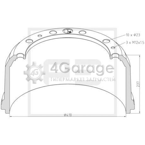 PE Automotive 01649100A Тормозной барабан