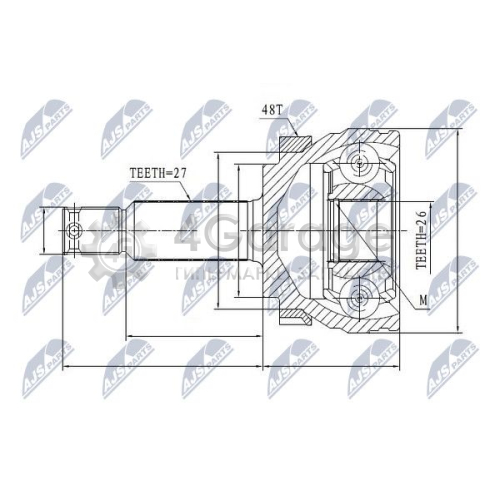 NTY NPZHY507 Шарнирный комплект приводной вал