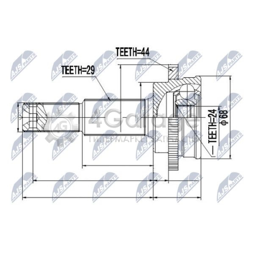 NTY NPZNS067 Шарнирный комплект приводной вал