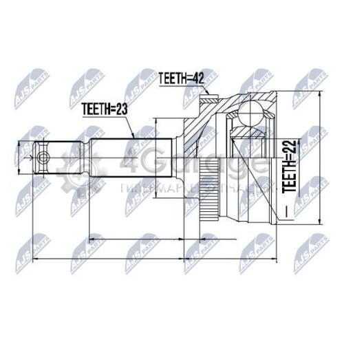 NTY NPZNS038 Шарнирный комплект приводной вал