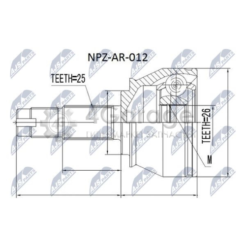 NTY NPZAR012 Шарнирный комплект приводной вал