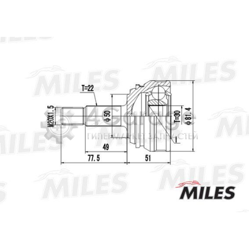 MILES GA20515 Шарнирный комплект приводной вал