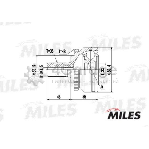 MILES GA20506 Шарнирный комплект приводной вал