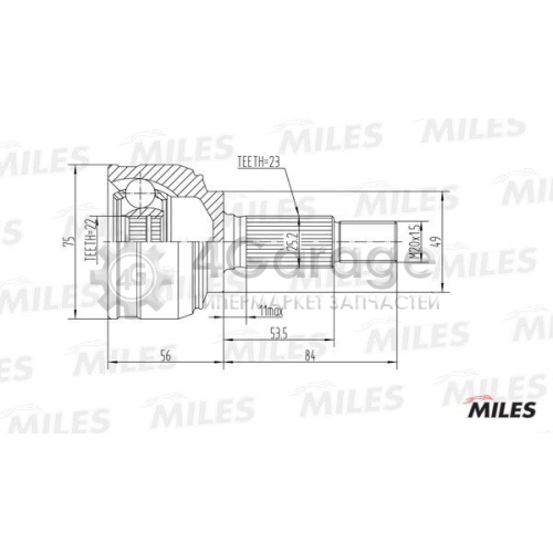 MILES GA20308 Шарнирный комплект приводной вал