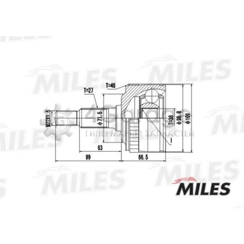 MILES GA20245 Шарнирный комплект приводной вал