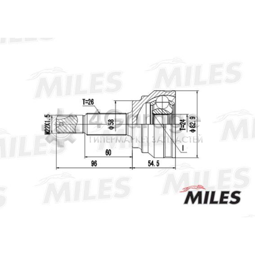 MILES GA10028 Шарнирный комплект приводной вал