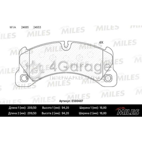 MILES E500487 Комплект тормозных колодок дисковый тормоз