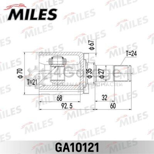 MILES GA10121 Шарнирный комплект приводной вал