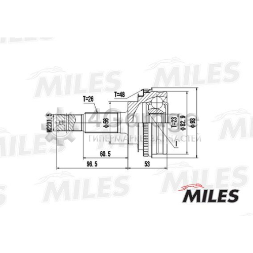 MILES GA20468 Шарнирный комплект приводной вал