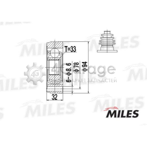 MILES GA10004 Шарнирный комплект приводной вал