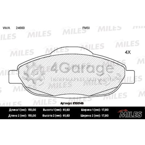 MILES E100145 Комплект тормозных колодок дисковый тормоз