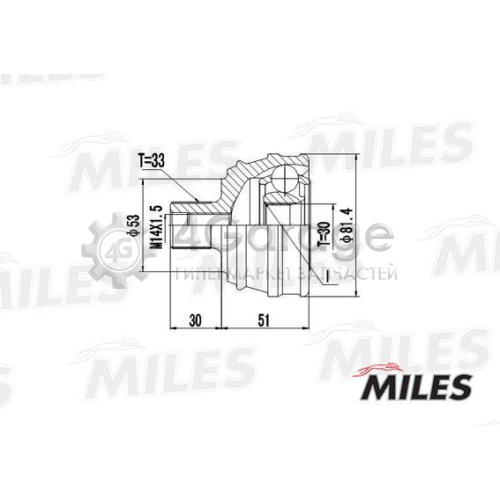 MILES GA20012 Шарнирный комплект приводной вал