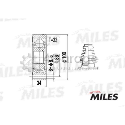 MILES GA10009 Шарнирный комплект приводной вал