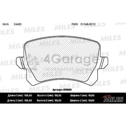 MILES E110151 Комплект тормозных колодок дисковый тормоз