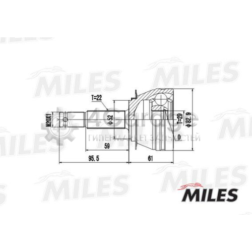 MILES GA20082 Шарнирный комплект приводной вал