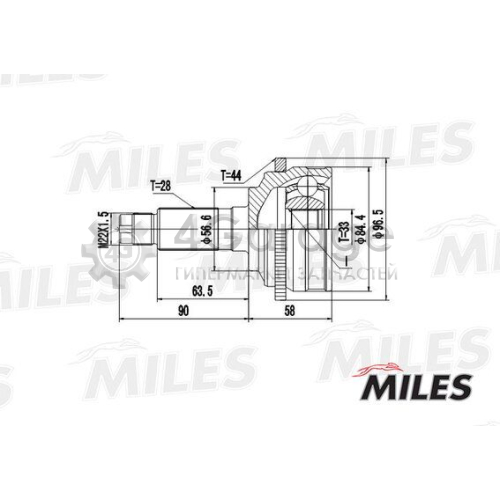 MILES GA20221 Шарнирный комплект приводной вал