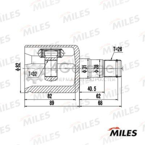 MILES GA10571 Шарнирный комплект приводной вал