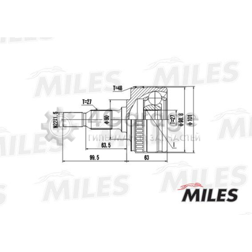 MILES GA20244 Шарнирный комплект приводной вал