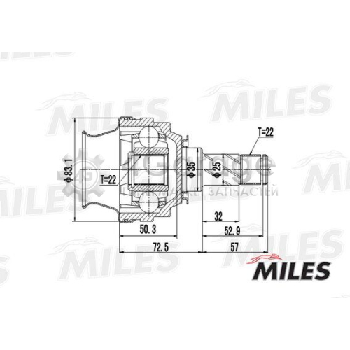 MILES GA10021 Шарнирный комплект приводной вал