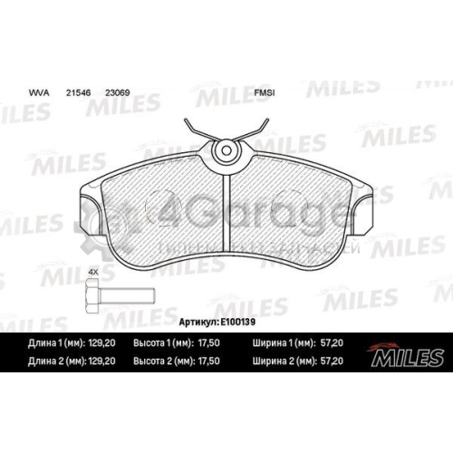 MILES E100139 Комплект тормозных колодок дисковый тормоз