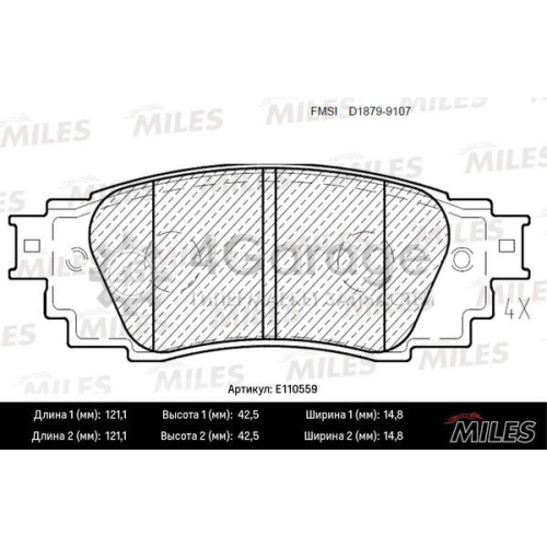 MILES E110559 Комплект тормозных колодок дисковый тормоз