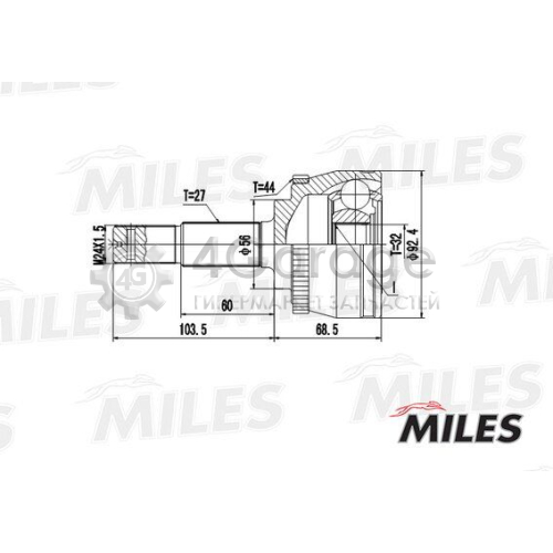 Шарнирный комплект приводной вал MILES GA20316 в Ростове-на-Дону