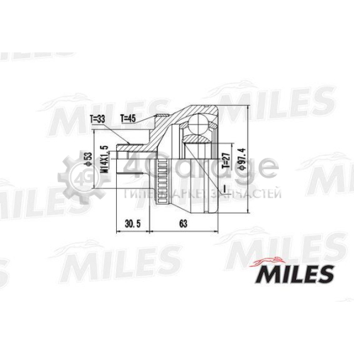 MILES GA20038 Шарнирный комплект приводной вал