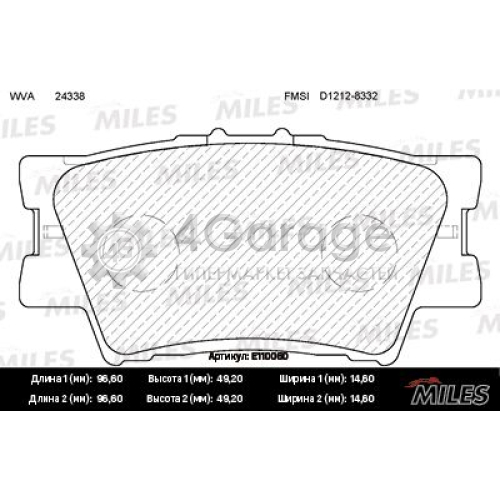 MILES E110060 Комплект тормозных колодок дисковый тормоз