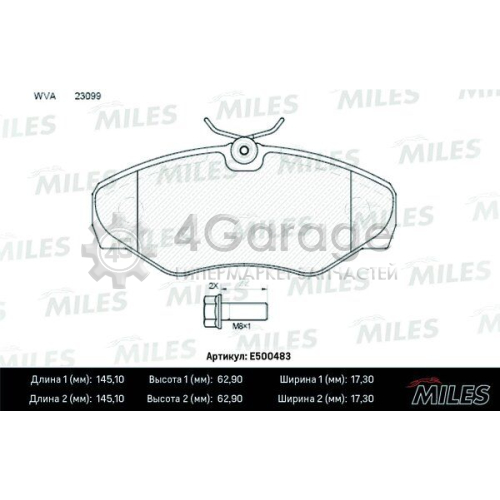 MILES E500483 Комплект тормозных колодок дисковый тормоз