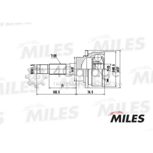 MILES GA20121 Шарнирный комплект приводной вал