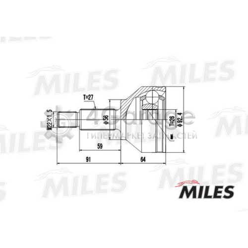Шарнирный комплект приводной вал MILES GA20119 в Ростове-на-Дону