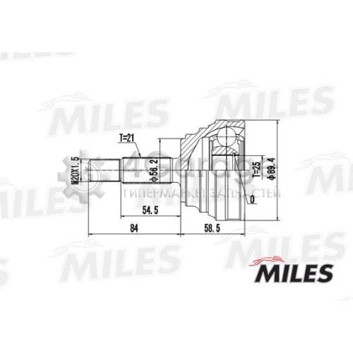 MILES GA20385 Шарнирный комплект приводной вал