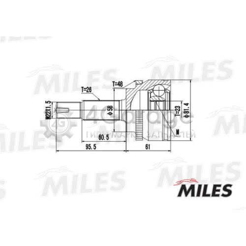 MILES GA20474 Шарнирный комплект приводной вал