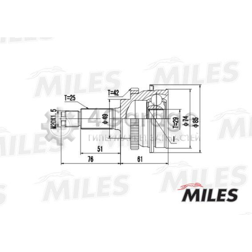 MILES GA20428 Шарнирный комплект приводной вал